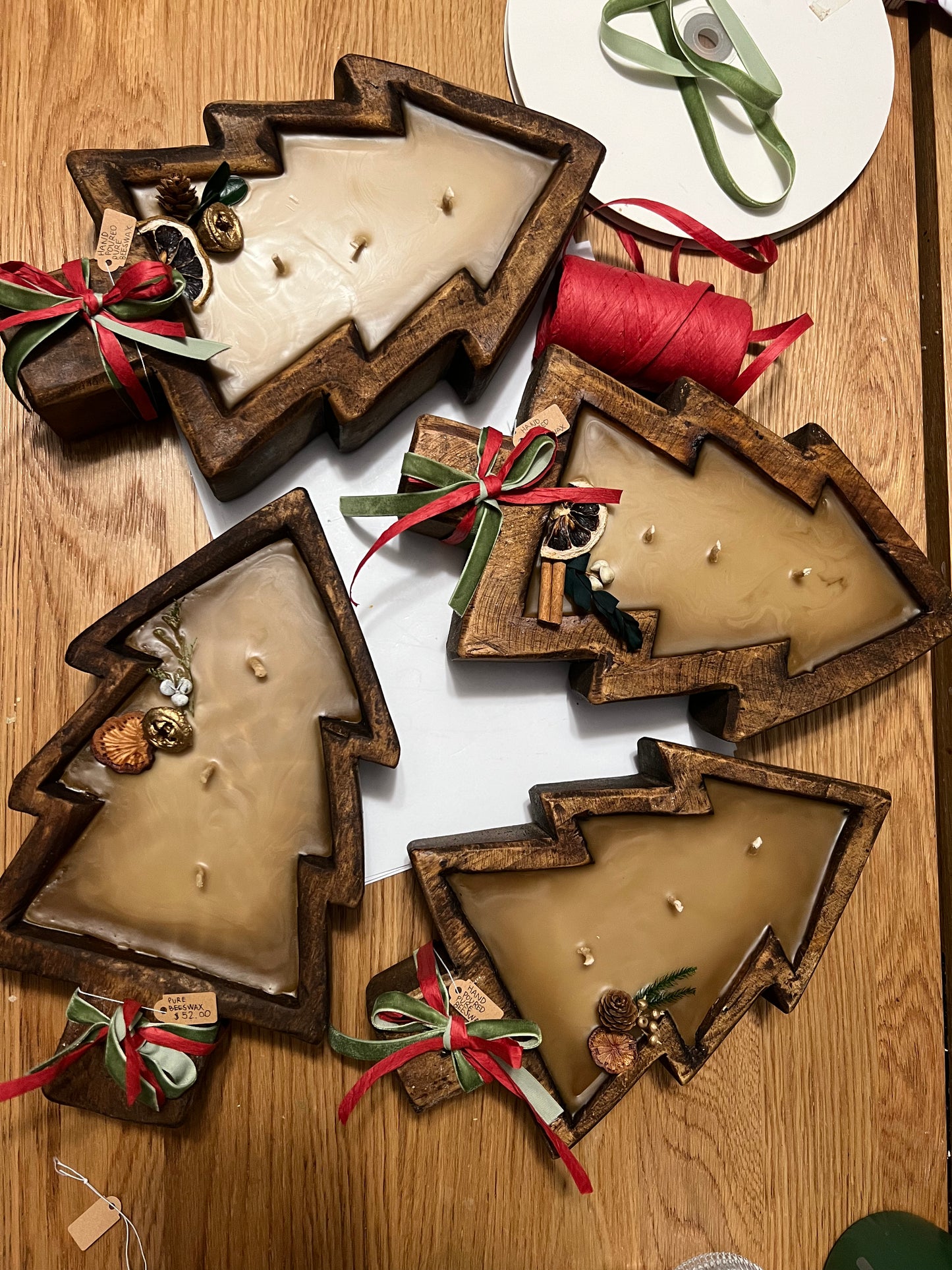 Wooden Christmas Tree Candle