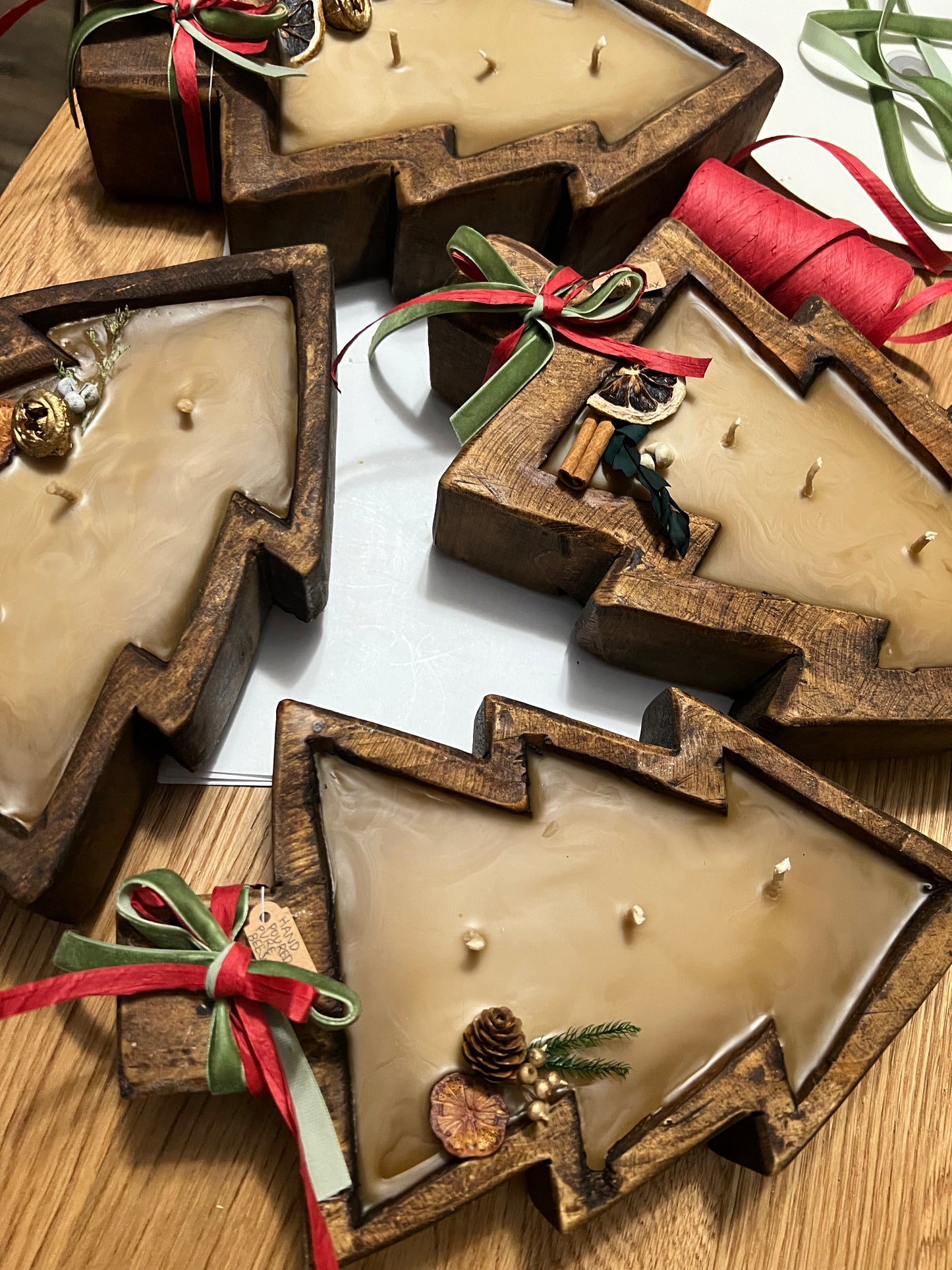 Wooden Christmas Tree Candle