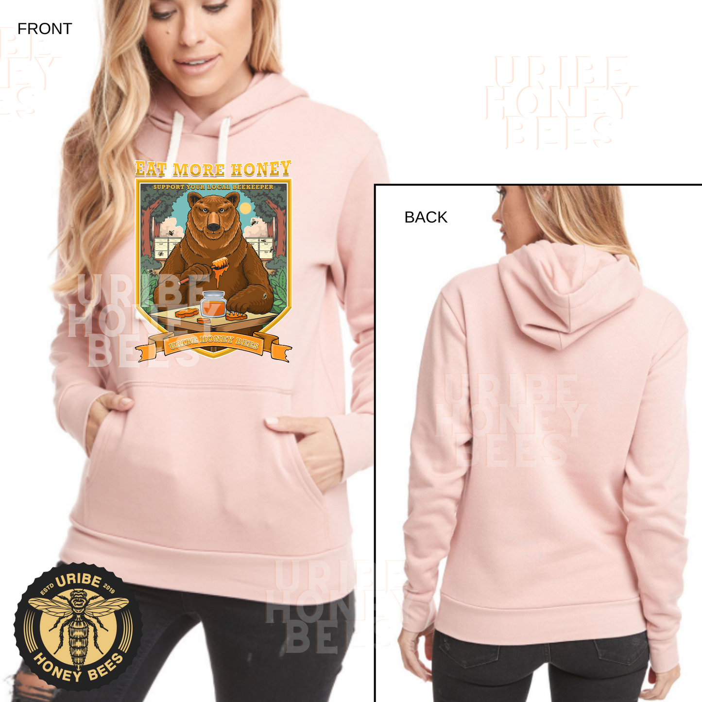 PRESALE! Women's Pink Hooded Sweatshirt | Uribe Honey Bees