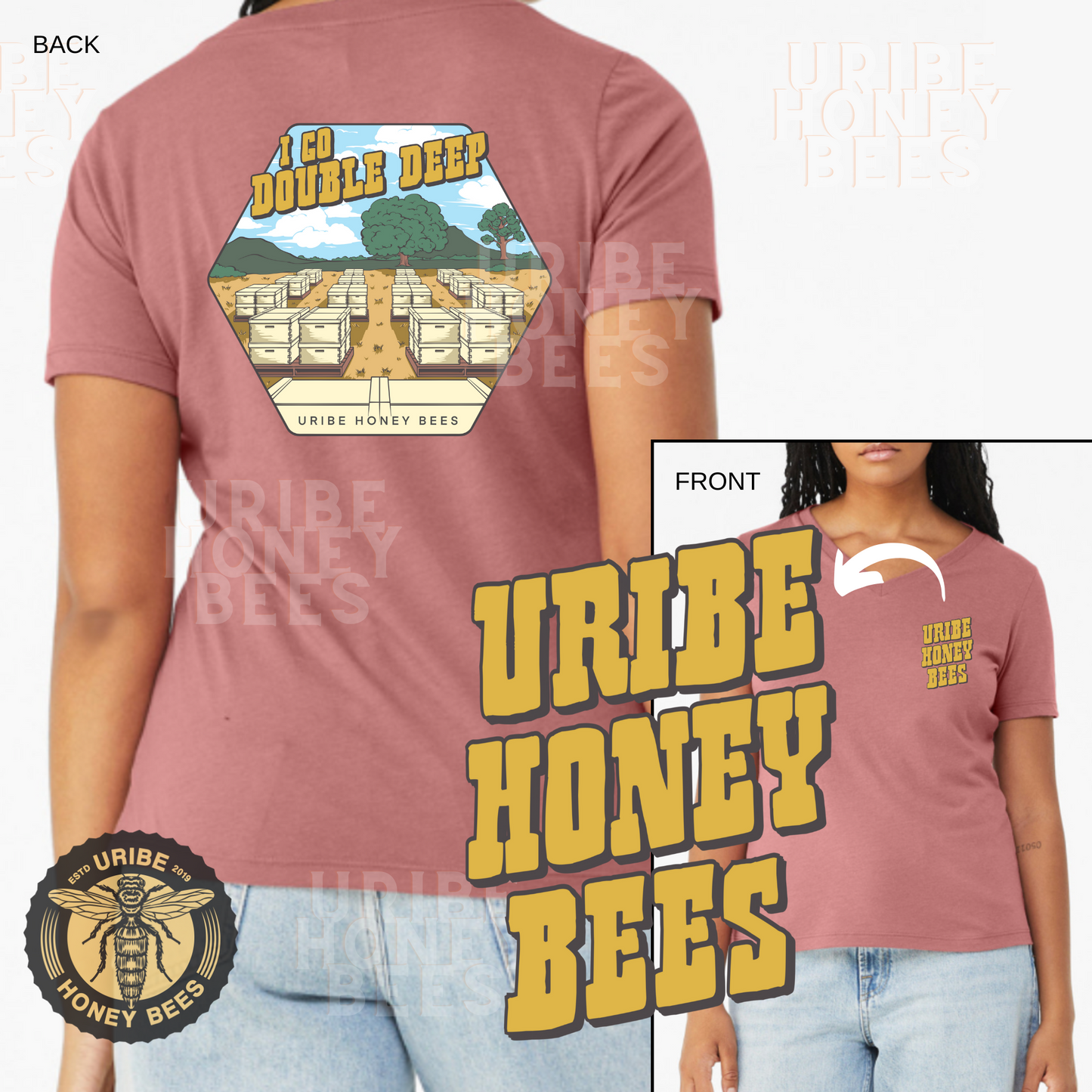 PRESALE! Women's Triblend V-Neck Relaxed T-Shirt | Uribe Honey Bees