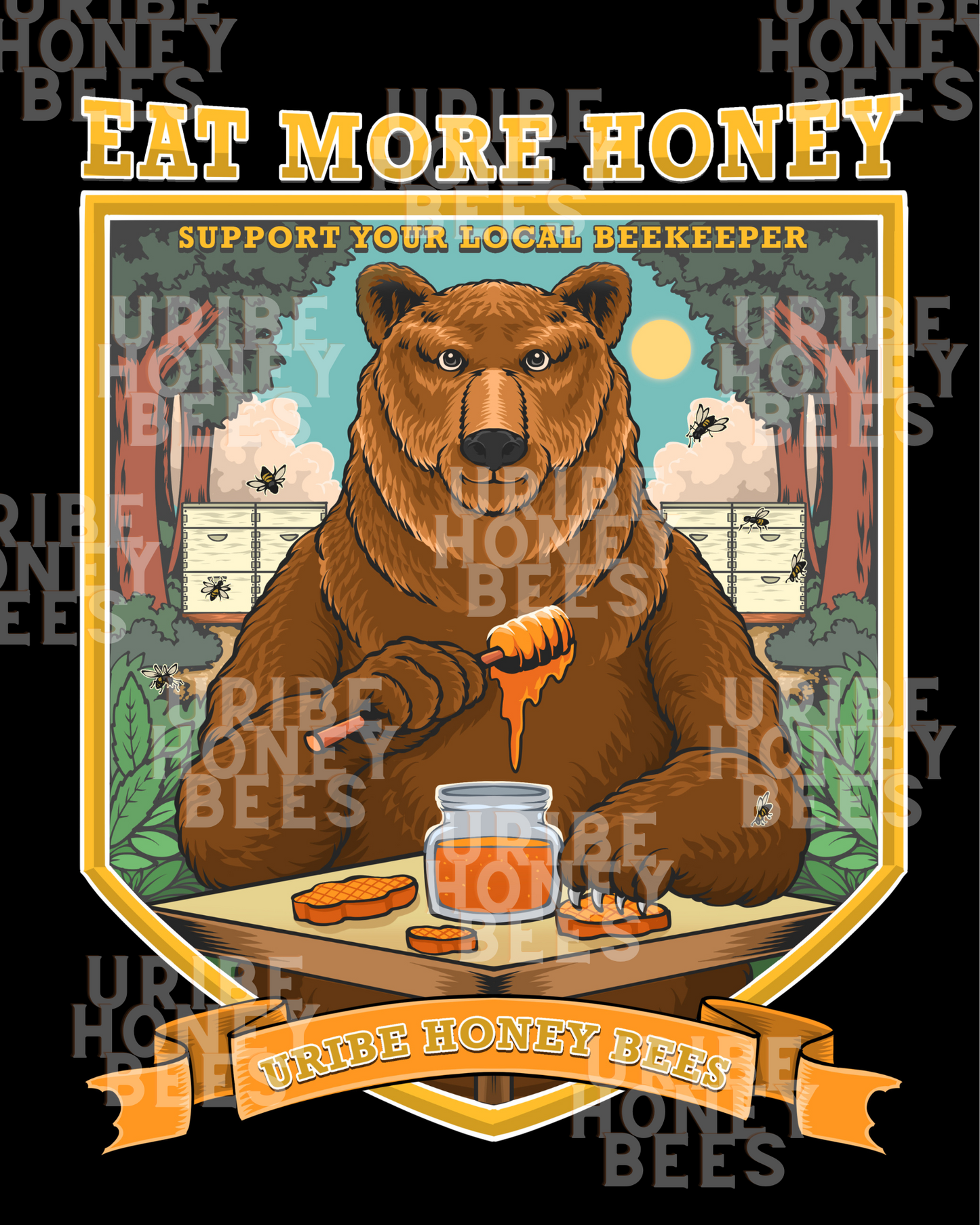 PRESALE! Honey Bear Hoodie Sweatshirt : EAT MORE HONEY | Uribe Honey Bees