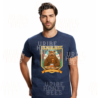 PRESALE! Honey Bear Men's Triblend Crewneck T-Shirt : EAT MORE HONEY | Uribe Honey Bees