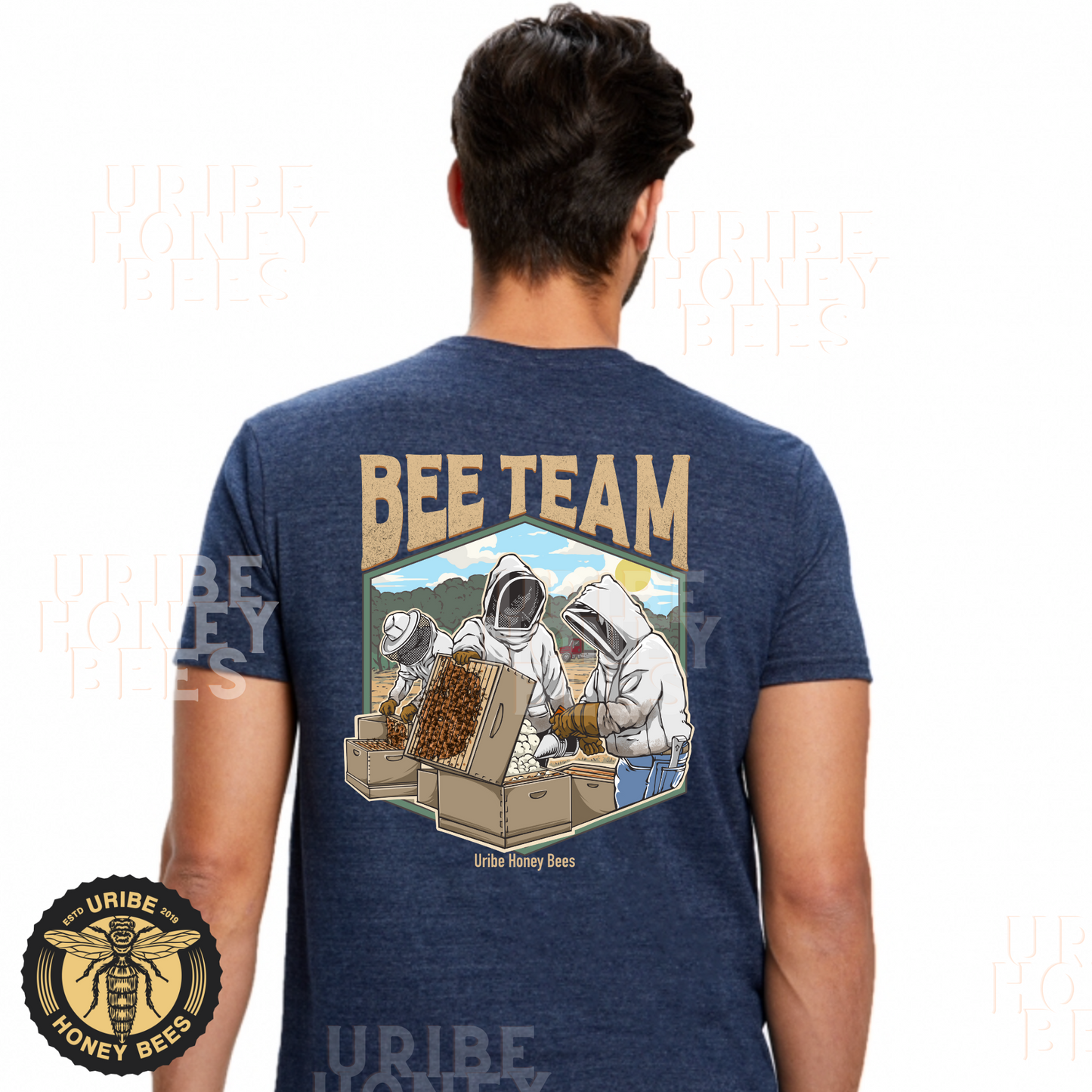 PRESALE! Bee Team | Men's Tri-blend Crewneck T-Shirt | Uribe Honey Bees