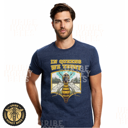 PRESALE! In Queens We Trust | Men's Triblend Crewneck Trendy T-Shirt | Uribe Honey Bees